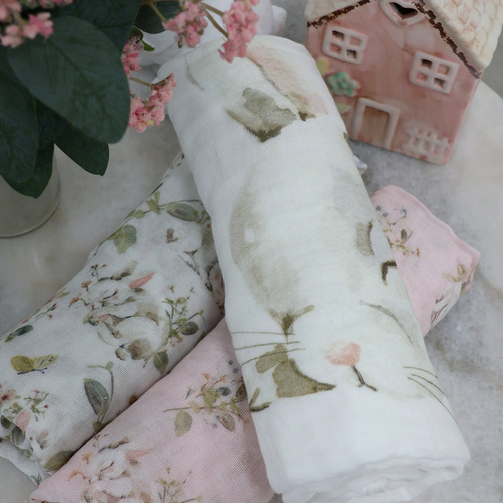 Bubba Blue Sleeping Bunny 3pk Muslin Wrap