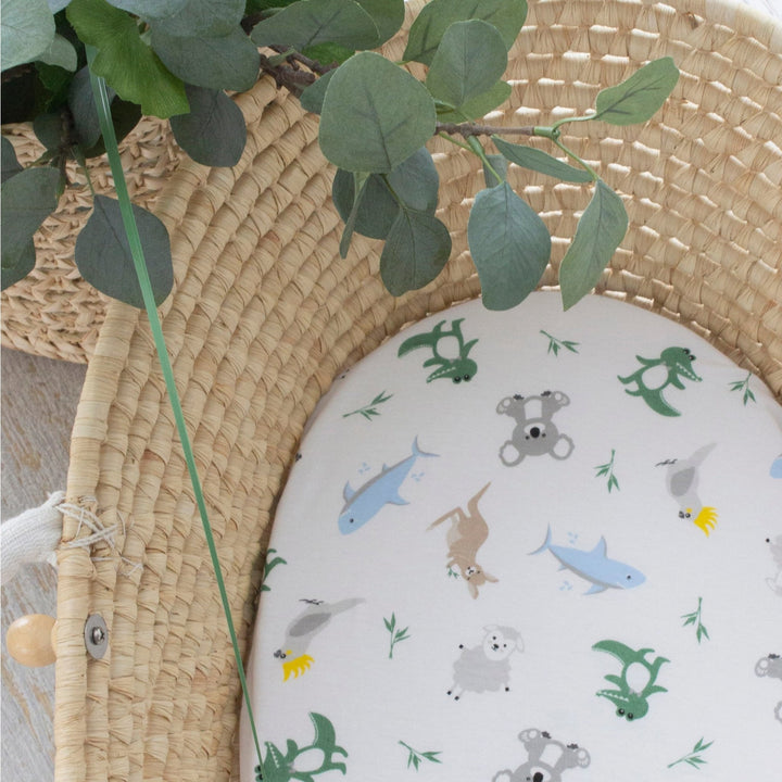 Aussie Animals Jersey Bassinet Fitted Sheet