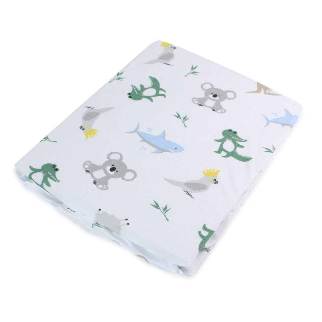 Aussie Animals Jersey Bassinet Fitted Sheet