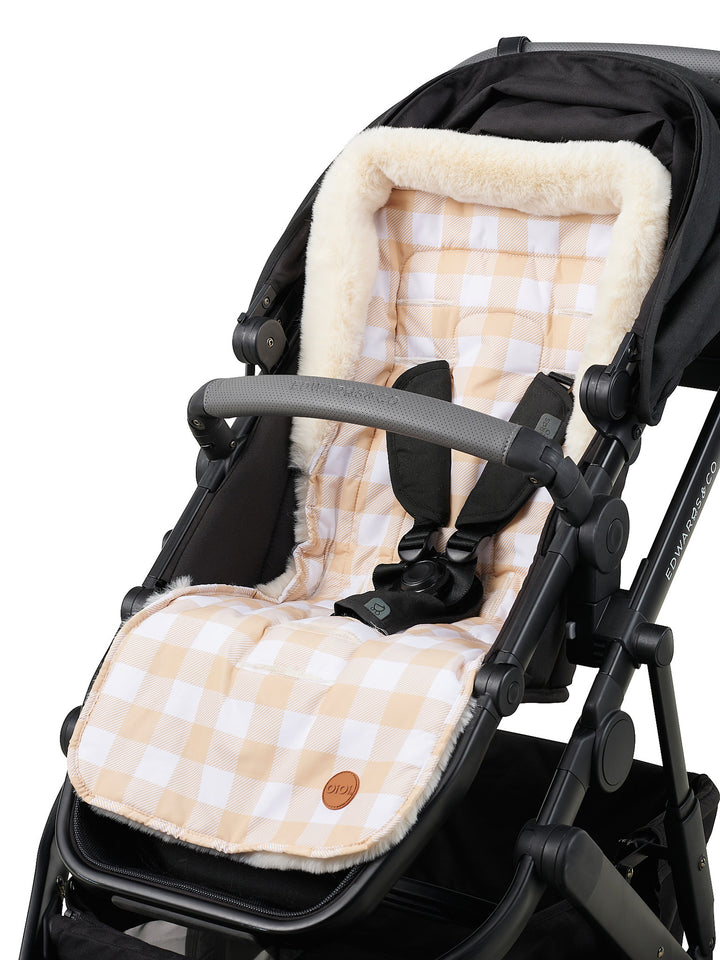 OiOi Cozy Fleece Pram Liner - Beige Gingham