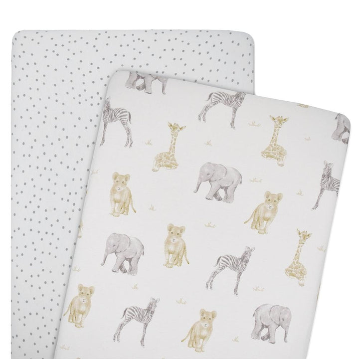 2-pack Jersey Co-Sleeper Fitted Sheets - Savanna Babies/Pitter Patter
