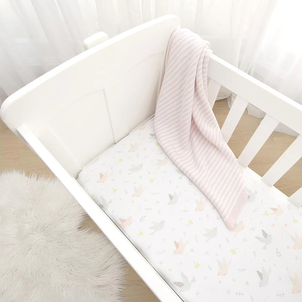 Living Textiles 2-pack Jersey Bassinet Fitted Sheet(40 x 80 x 12cm) - Ava/Blush Floral