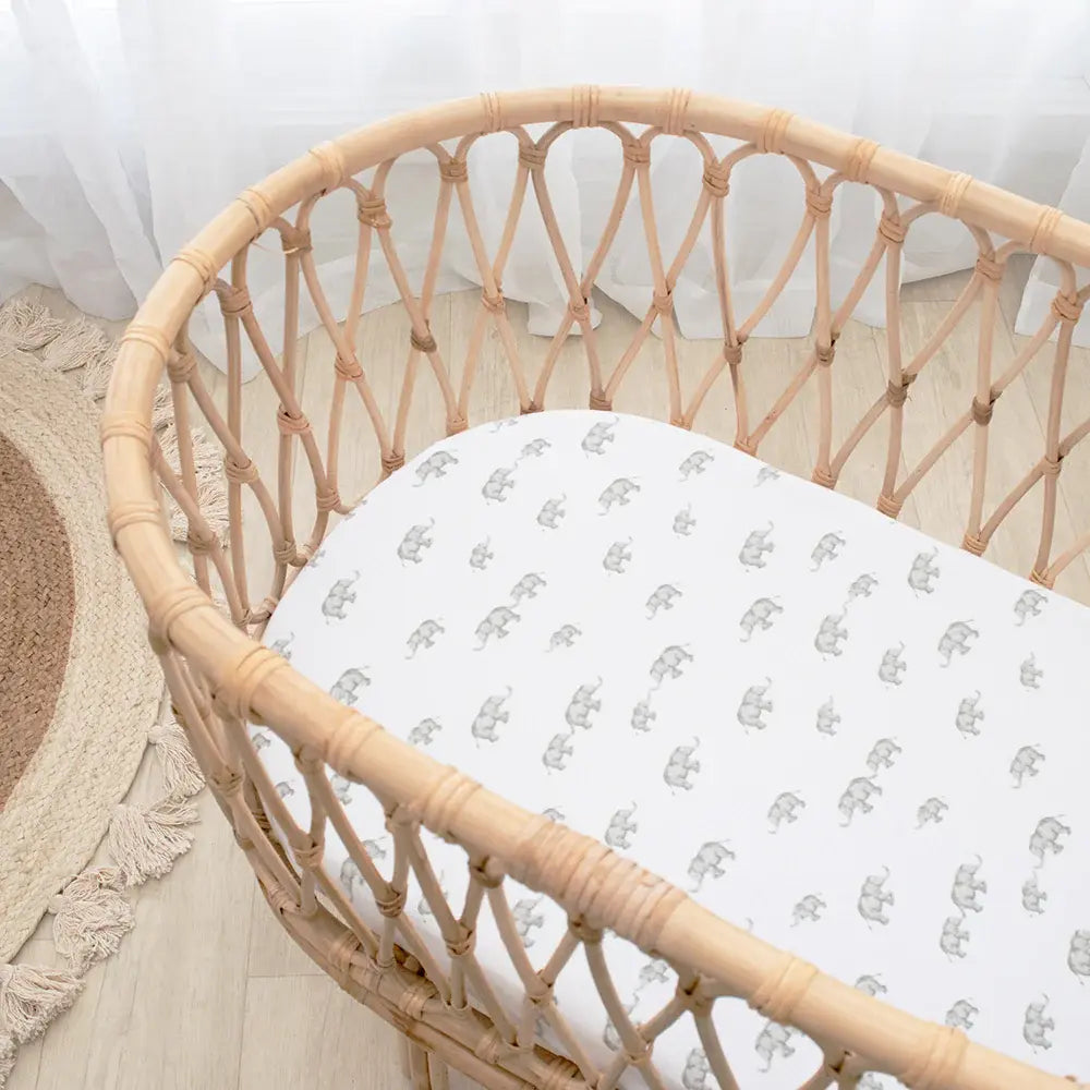 Living Textiles 2pk Jersey Bassinet Fitted Sheet - Watercolour Elephant