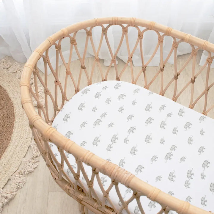 Living Textiles 2pk Jersey Bassinet Fitted Sheet - Watercolour Elephant