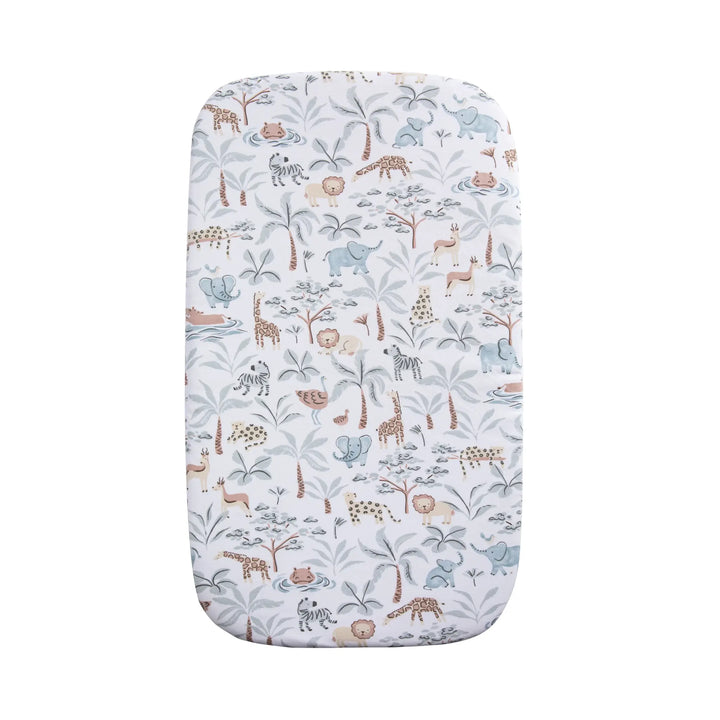 Living Textiles 1 Pack Organic Jersey Bassinet Fitted Sheet - Wild Safari