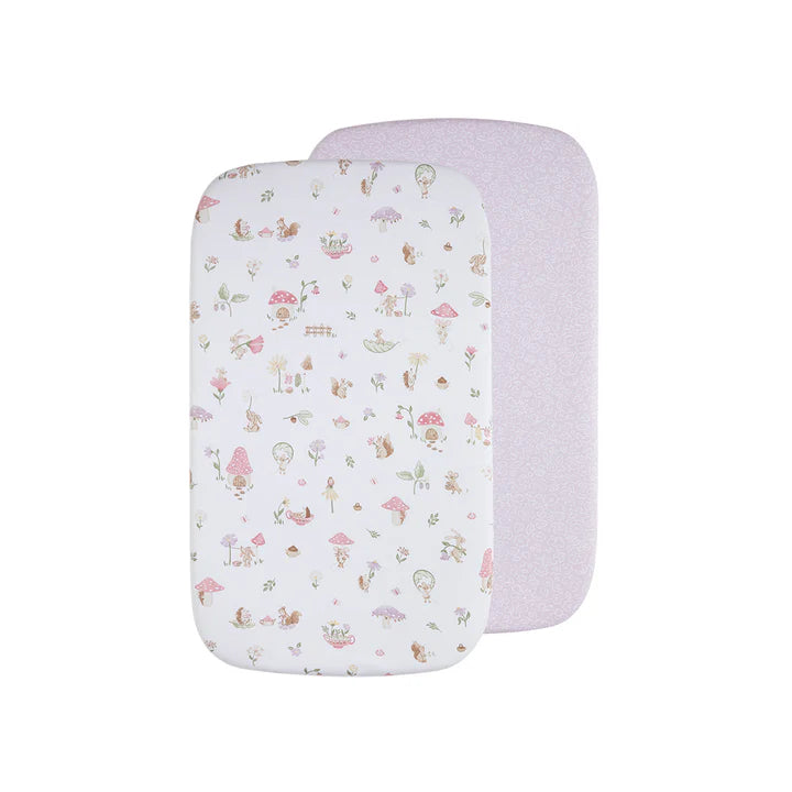 Living Textiles Organic Bassinet Fitted Sheet 2 Pack - Whimsical Wonderland