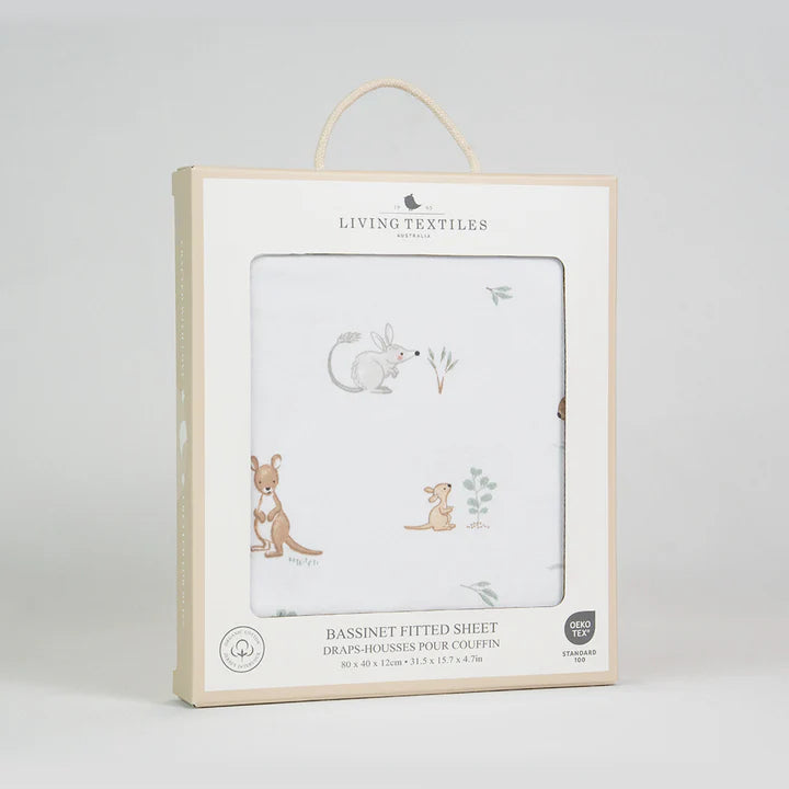 Living Textiles Organic Bassinet Fitted Sheet - Australiana