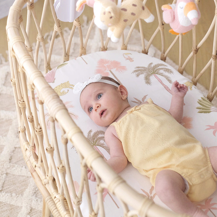 Living Textiles 2pk Bedside Bassinet Fitted Sheets - Tropical Mia