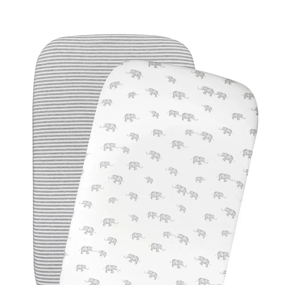 Living Textiles 2pk Bedside Bassinet Fitted Sheet - Watercolour Elephant