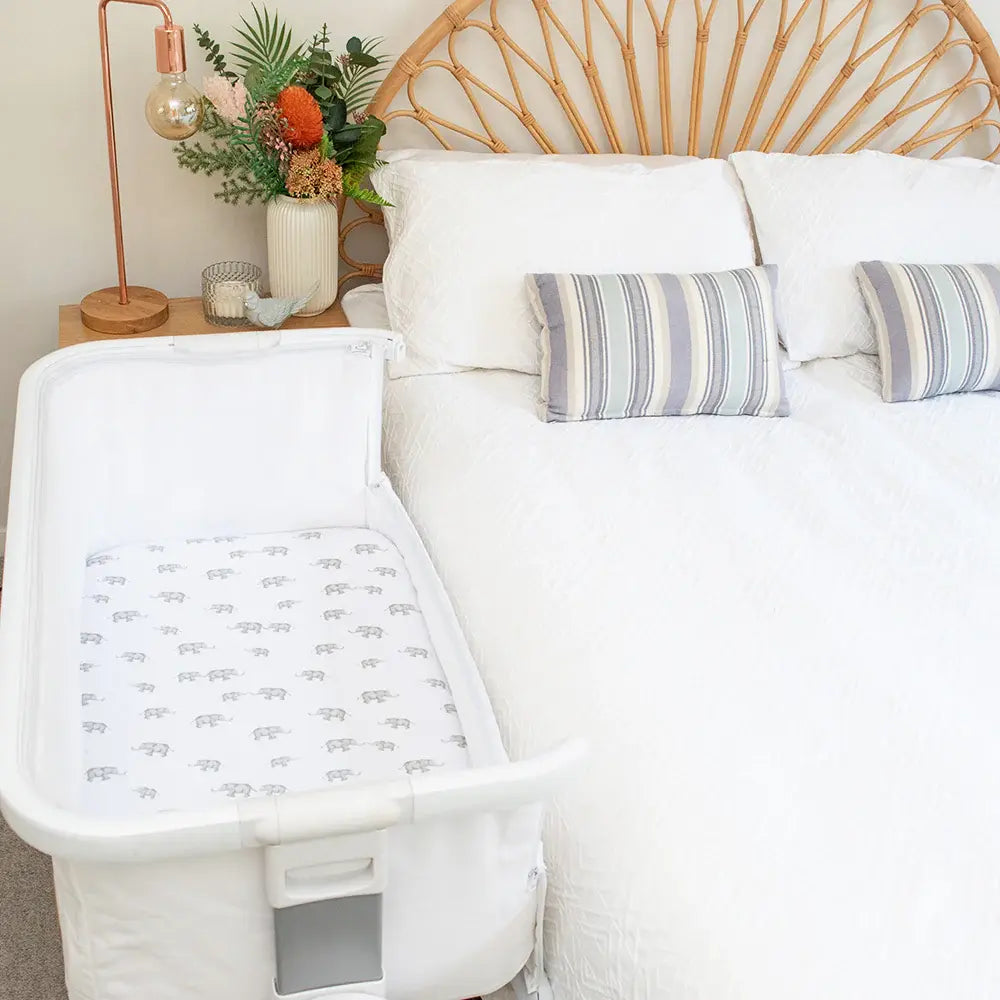 Living Textiles 2pk Bedside Bassinet Fitted Sheet - Watercolour Elephant