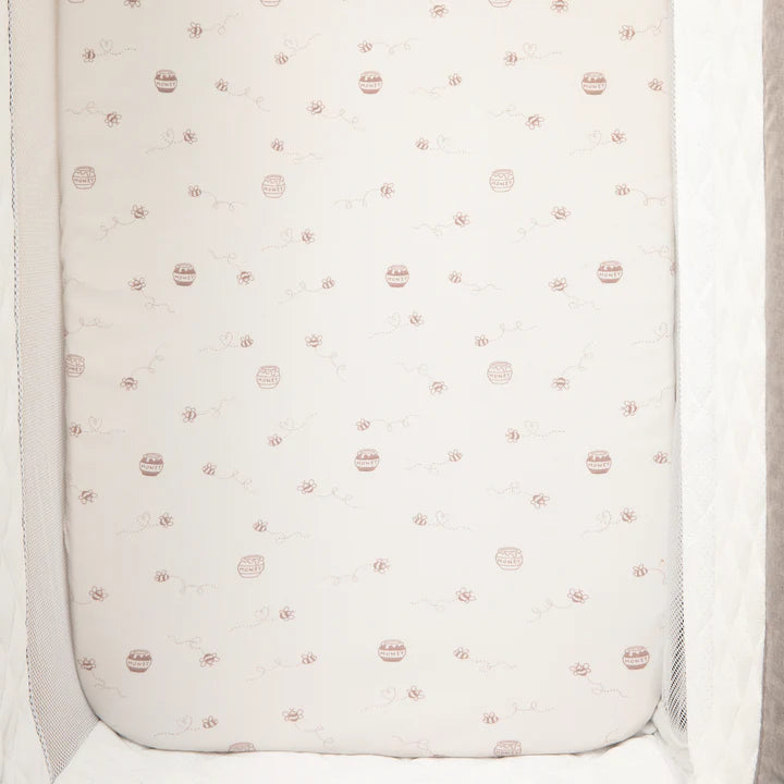 Living Textiles 2 Pack Organic Jersey Bedside Sleeper Fitted Sheets- Cuddly Bear