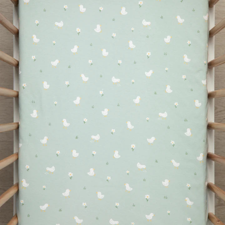 Living Textiles 2 Pack Organic Jersey Bedside Sleeper Fitted Sheets - Goosey Goosey