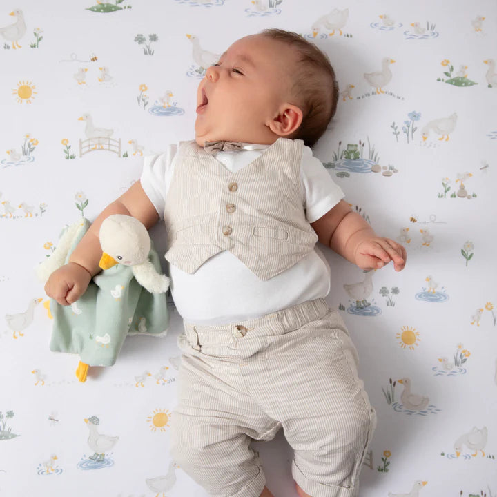 Living Textiles 2 Pack Organic Jersey Bedside Sleeper Fitted Sheets - Goosey Goosey