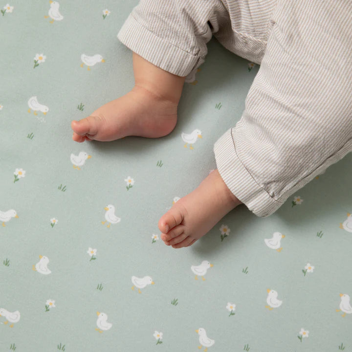 Living Textiles 2 Pack Organic Jersey Bedside Sleeper Fitted Sheets - Goosey Goosey