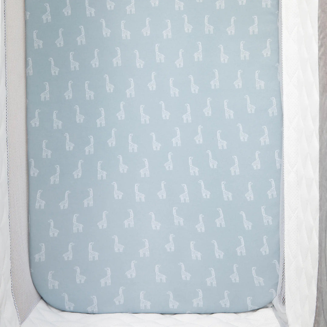 Living Textiles 2 Pack Organic Jersey Bedside Sleeper Fitted Sheets- Wild Safari