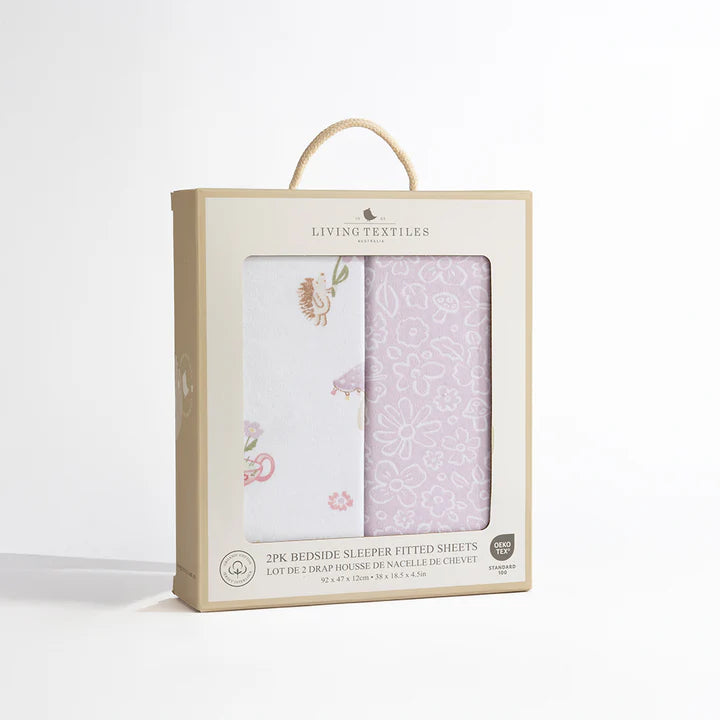 Living Textiles Organic Bedside Sleeper Fitted Sheet 2 Pack - Whimsical Wonderland