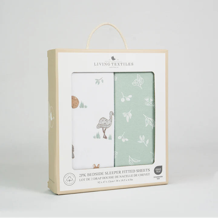Living Textiles 2 Pack Organic Bedside Sleeper Fitted Sheet
