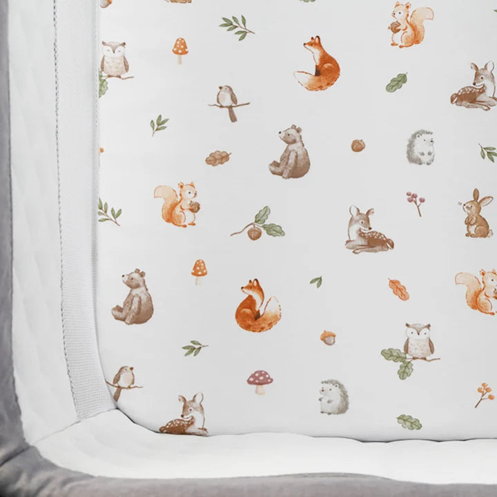 Living Textiles 2 Pack Organic Bedside Sleeper Fitted Sheet - Fox & Friends