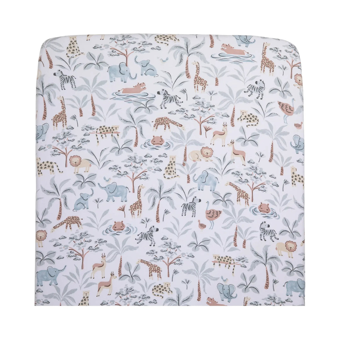 Living Textiles 1 Pack Organic Jersey Cot Fitted Sheet - Wild Safari