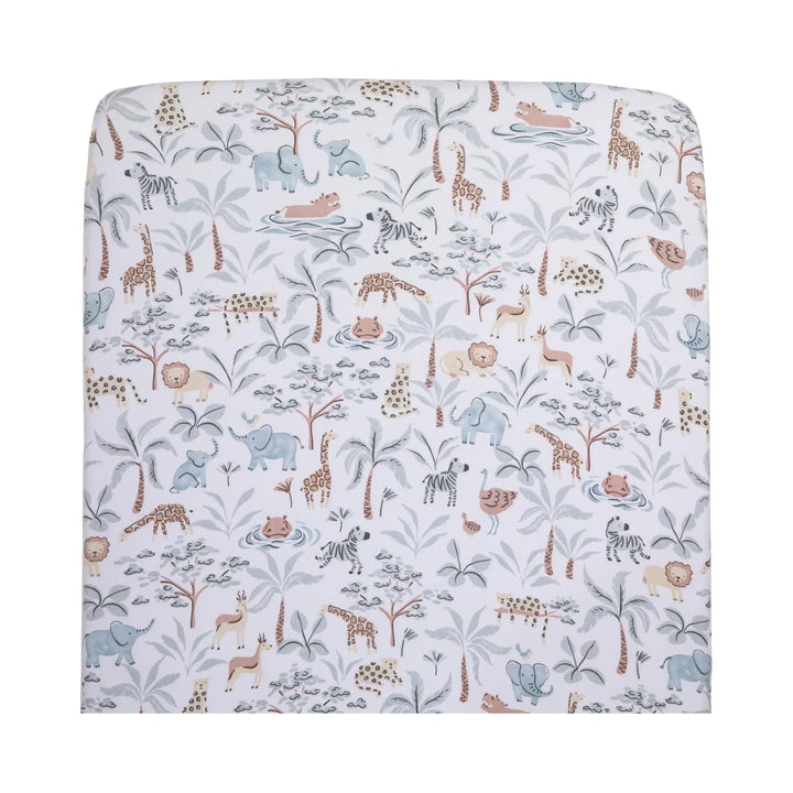 Living Textiles 1 Pack Organic Jersey Cot Fitted Sheet - Wild Safari