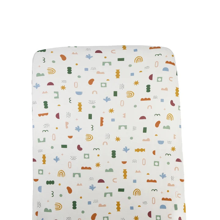 Living Textiles 1 Pack Organic Jersey Cot Fitted Sheet - Geo Mod