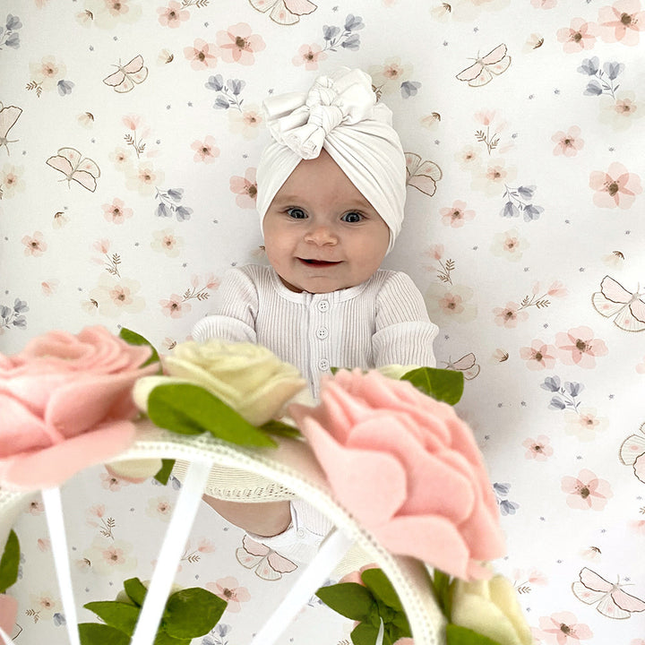 2pk Cot Fitted Sheets-Butterfly/Blush Gingham