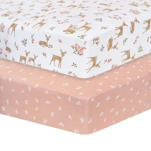 LIVING TEXTILES  2PK JERSEY COT FITTED SHEET - SOPHIA'S GARDEN