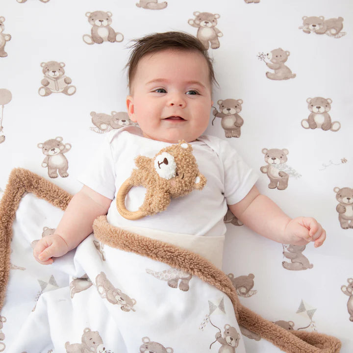 Living Textiles 2 Pack Organic Jersey Cot Fitted Sheets - Cuddly Bear