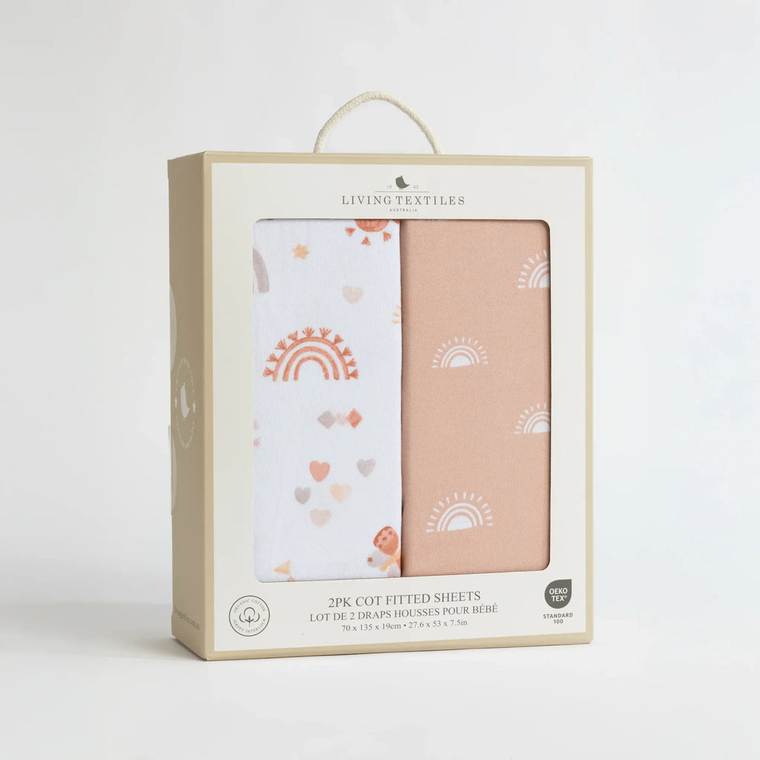 Living Textiles 2 Pack Cot Fitted Sheets - Bohemian Bliss