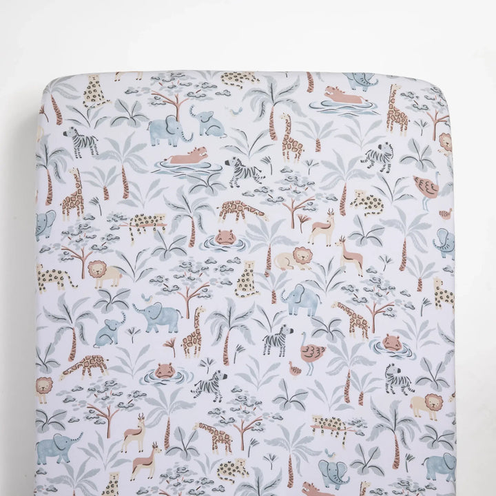 Living Textiles 2 Pack Organic Jersey Cot Fitted Sheets - Wild Safari