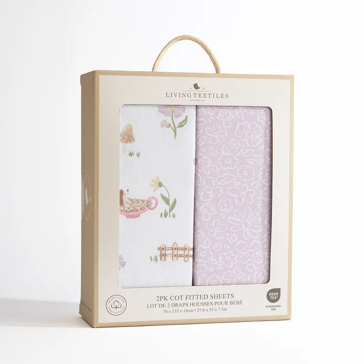 Living Textiles Organic Cot Fitted Sheet 2 Pack - Whimsical Wonderland
