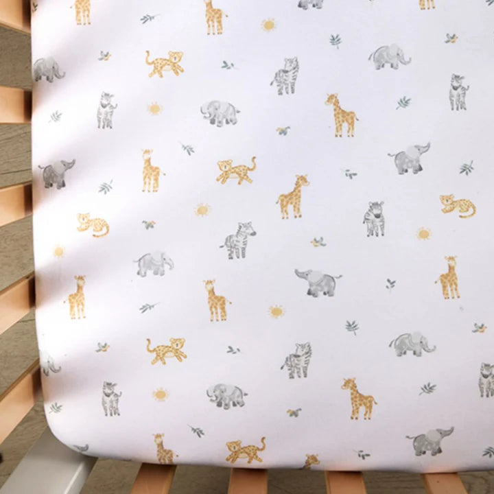 Living Textiles 2 Pack Organic Cot Fitted Sheet - Roam & Roar