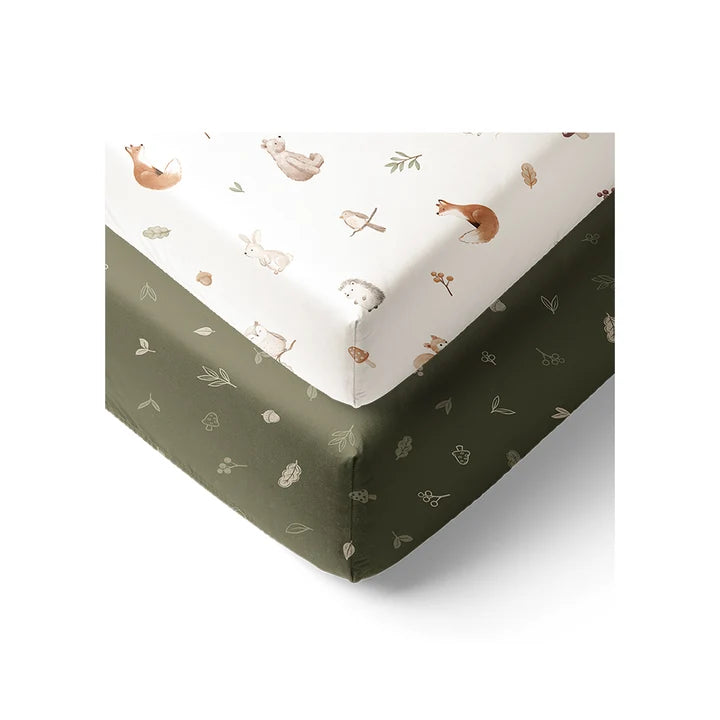 Living Textiles 2 Pack Organic Cot Fitted Sheet - Fox & Friends