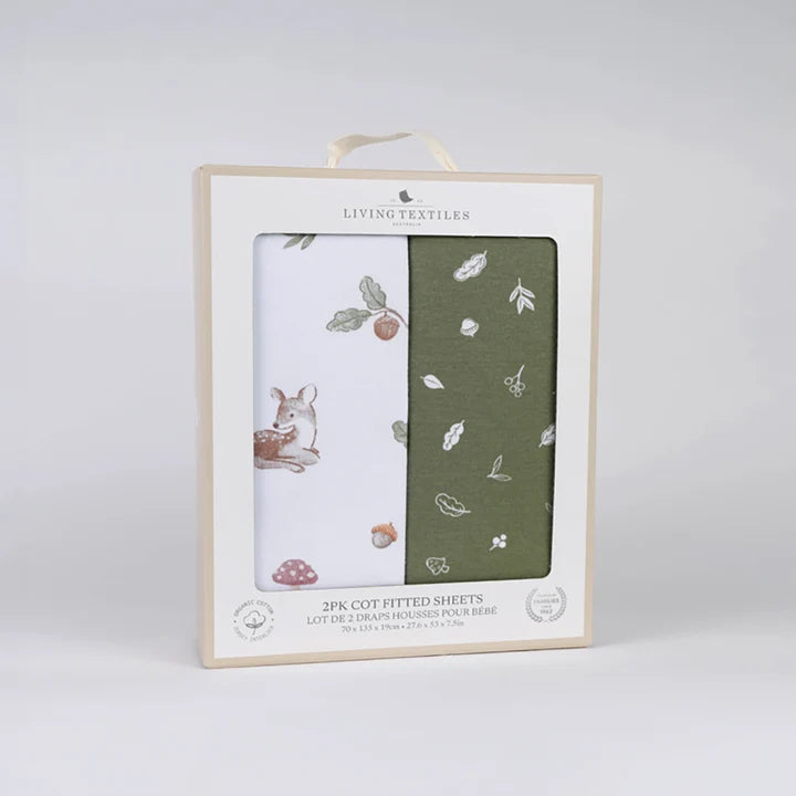 Living Textiles 2 Pack Organic Cot Fitted Sheet - Fox & Friends