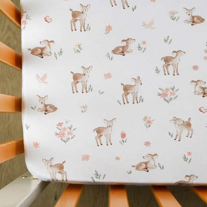 Living Textiles 2 Pack Organic Cot Fitted Sheet - Fawn Fables