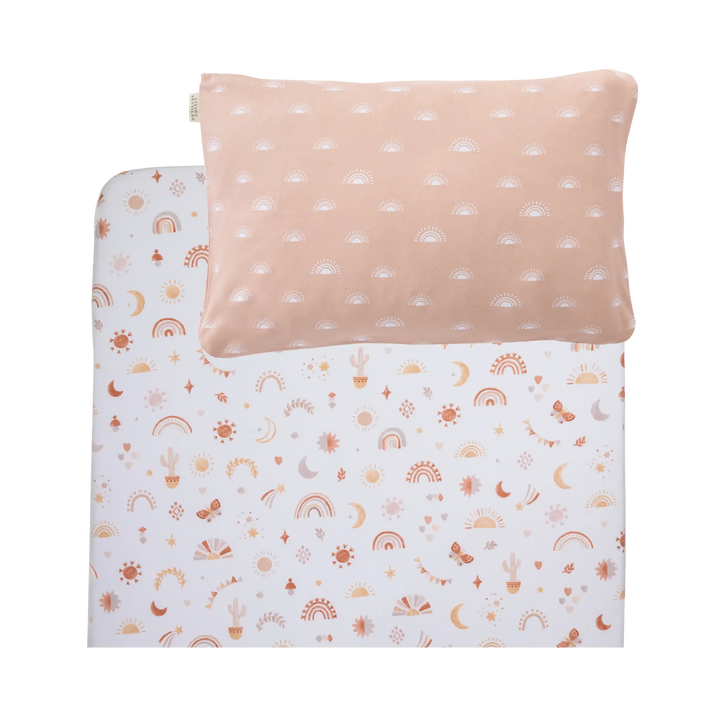 Living Textiles 1 Pack Port-a-Cot Sheet & Pillow Case Set - Bohemian Bliss