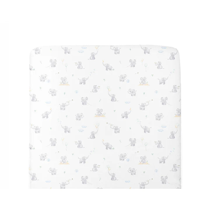 Living Textiles Organic Port-a-Cot Fitted Sheet - Elephant Playtime
