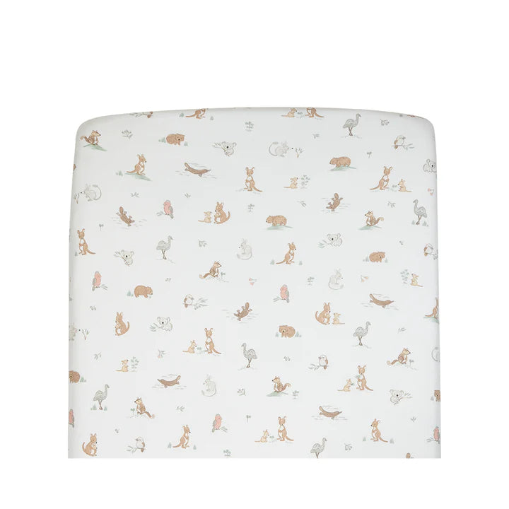 Living Textiles Organic Port-a-Cot Fitted Sheet - Australiana