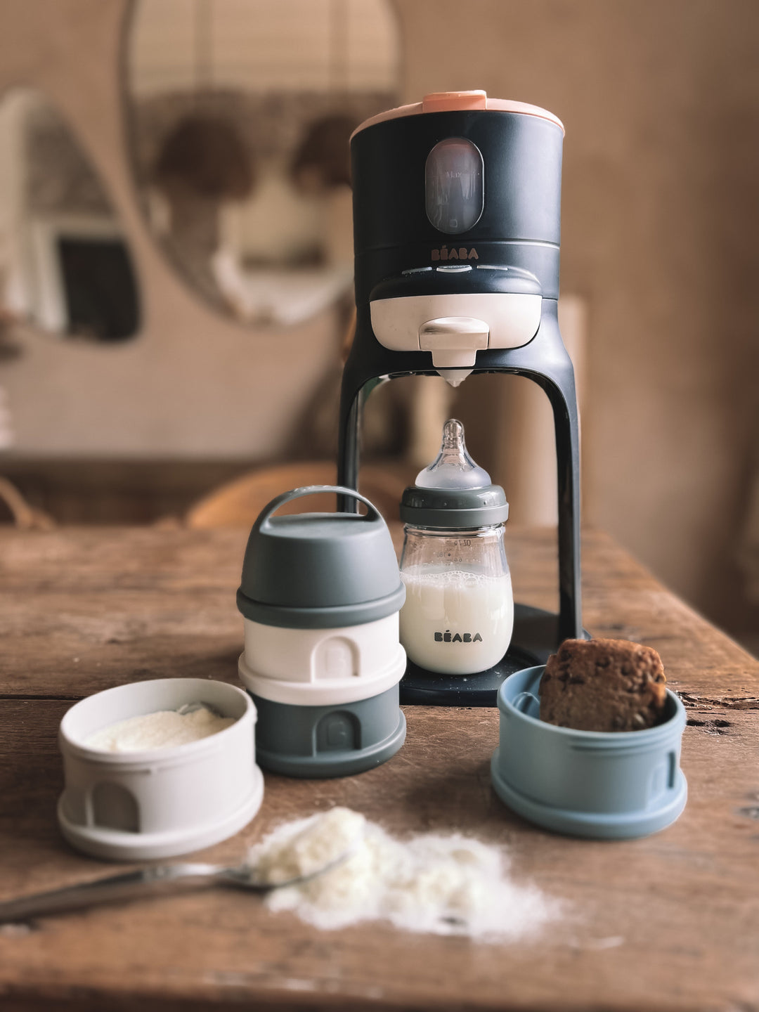 Beaba Formula and Snack Container - Mineral Grey/Blue