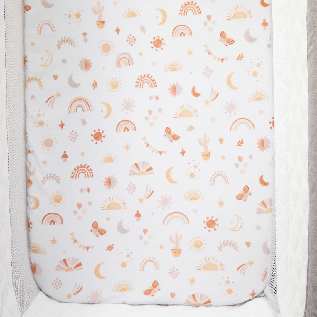 Living Textiles 1 Pack Bedside Sleeper Fitted Sheet - Bohemian Bliss