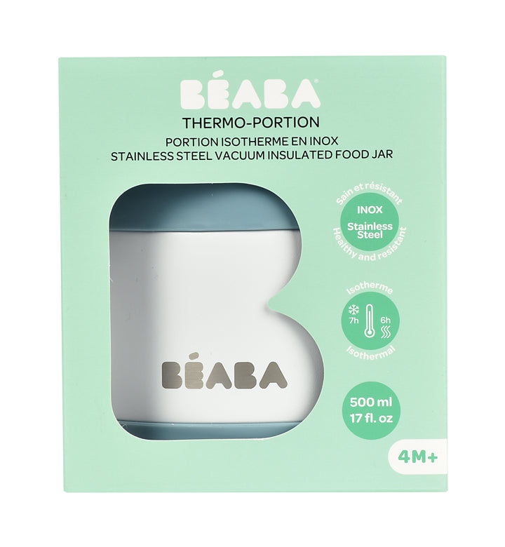 Beaba Stainless Steel Isothermal Portion 500ml - Baltic Blue / White