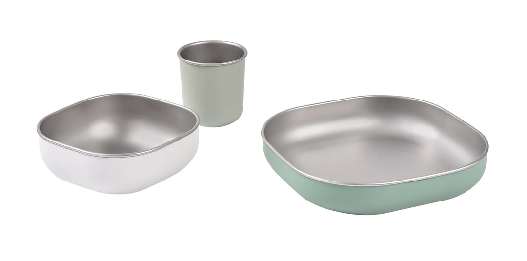Beaba Stainless steel meal set - Sage Green