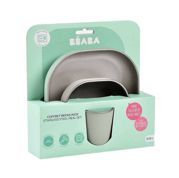 Beaba Stainless steel meal set - Sage Green