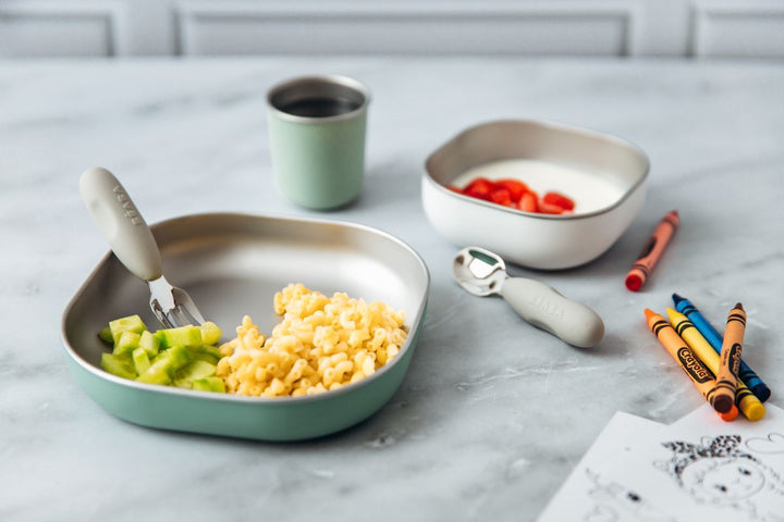 Beaba Stainless steel meal set - Sage Green