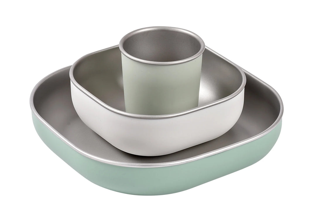 Beaba Stainless steel meal set - Sage Green