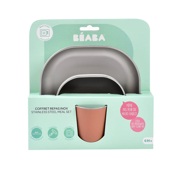 Beaba Stainless steel meal set - Terracotta