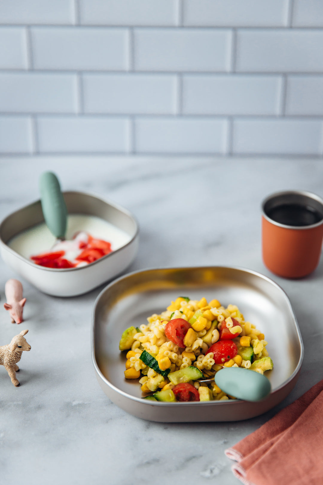 Beaba Stainless steel meal set - Terracotta