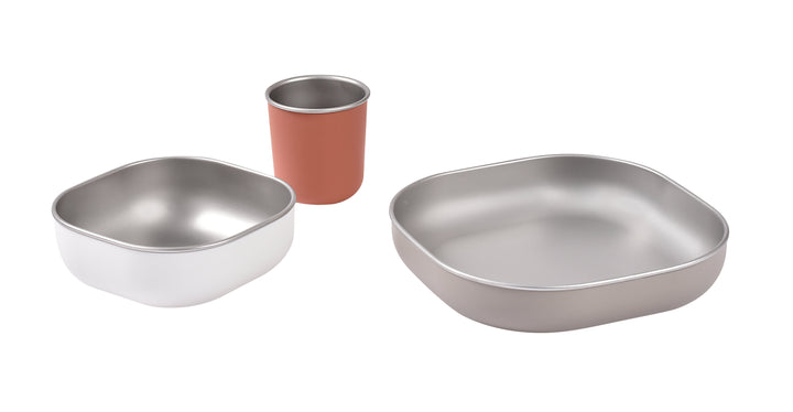 Beaba Stainless steel meal set - Terracotta