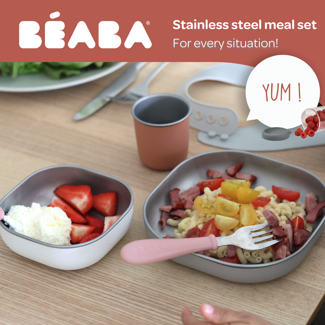Beaba Stainless steel meal set - Terracotta