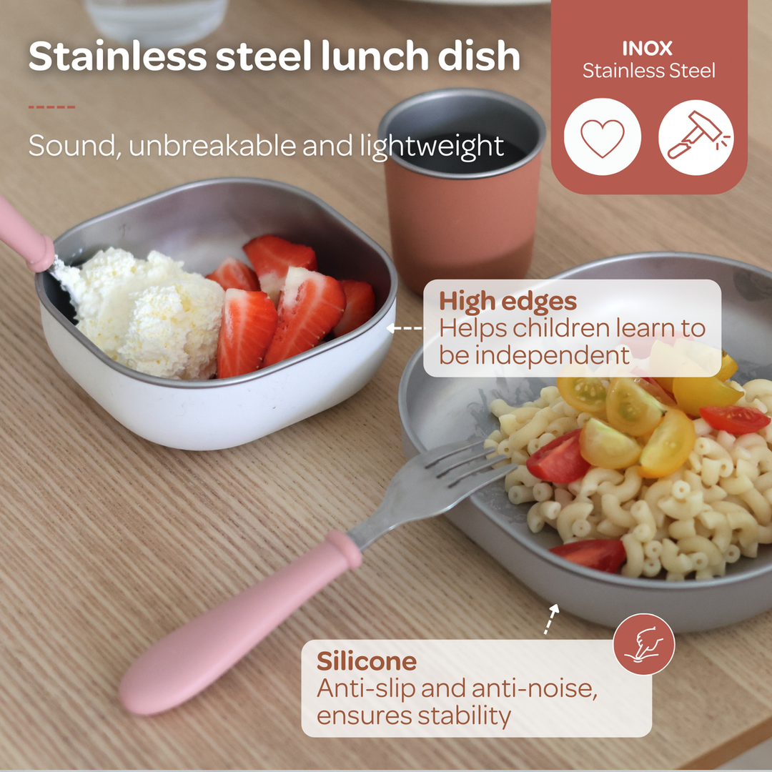 Beaba Stainless steel meal set - Terracotta